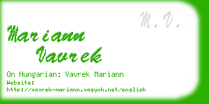mariann vavrek business card